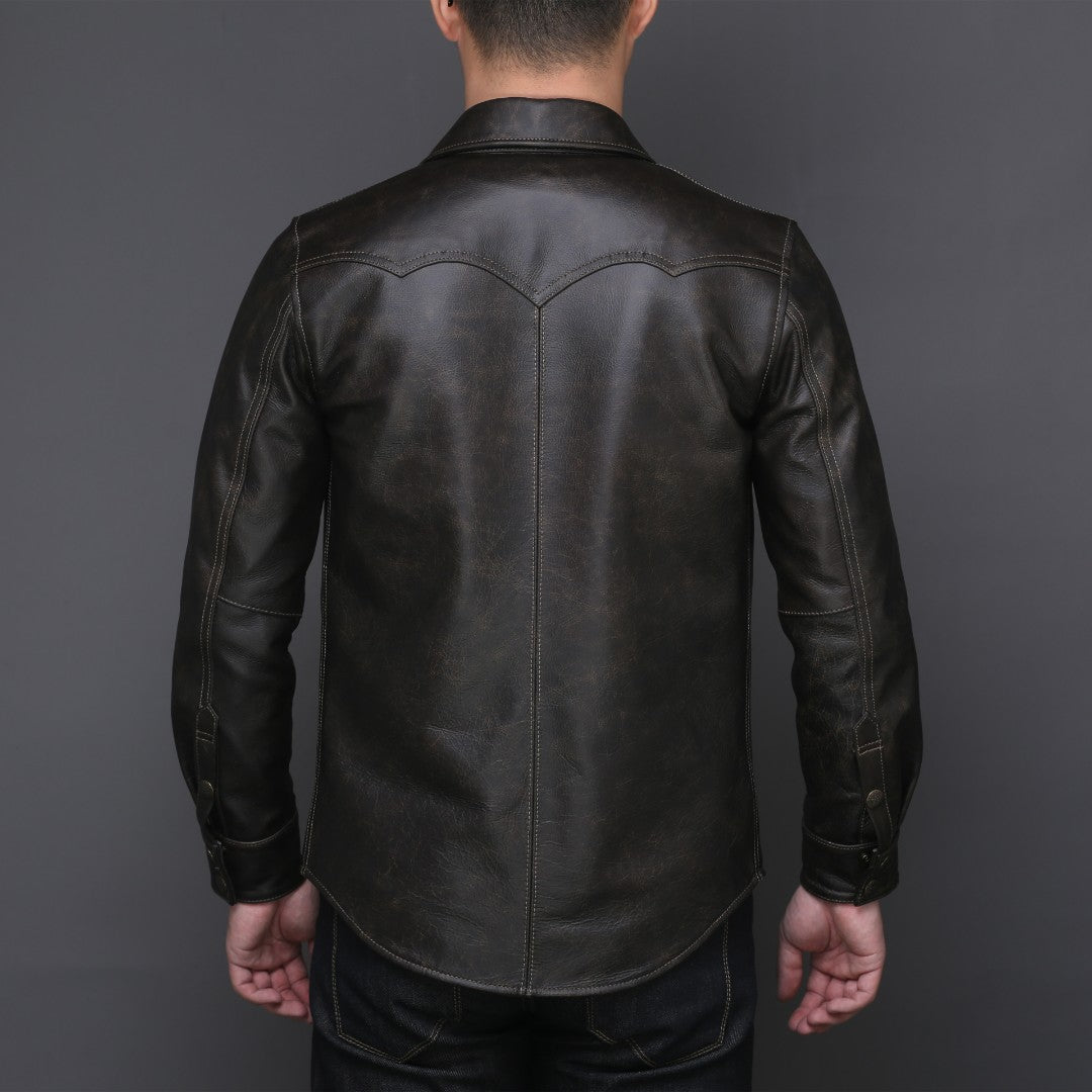 Genuine Leather Shirt Button-up Style Jacket