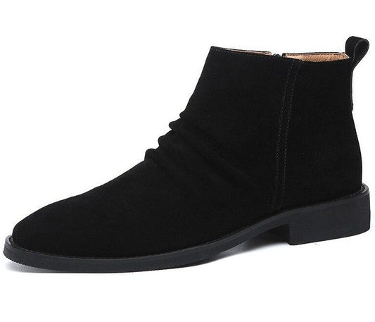Suede Ripple Zip-up Ankle Boots