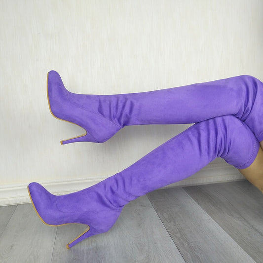 Fabric Thigh High High Heels Boots