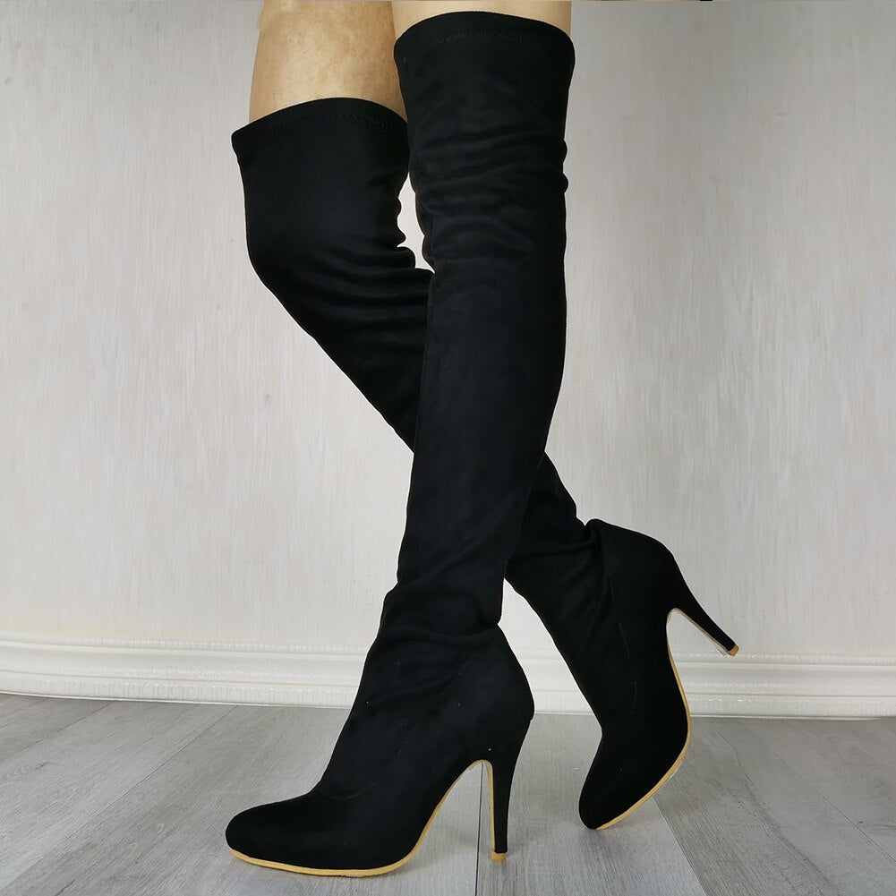 Fabric Thigh High High Heels Boots