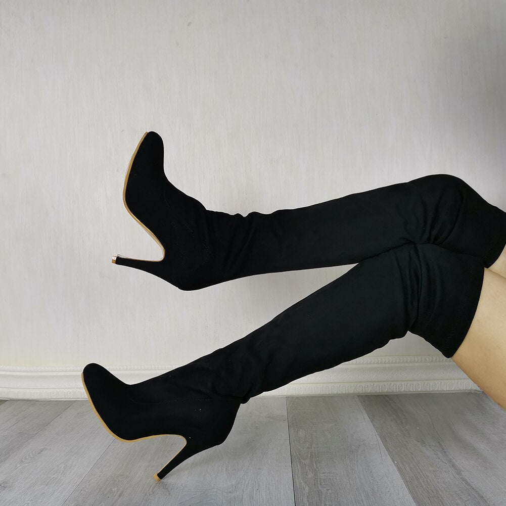 Fabric Thigh High High Heels Boots