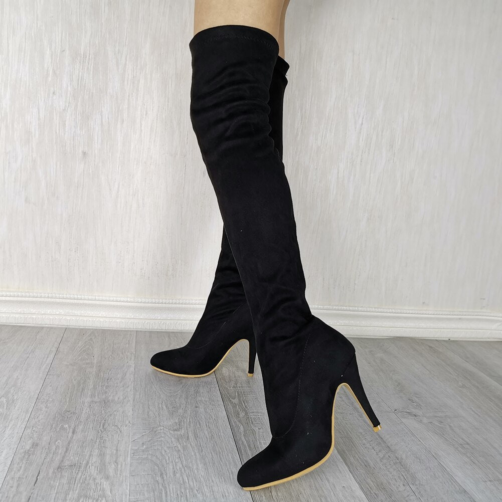 Fabric Thigh High High Heels Boots