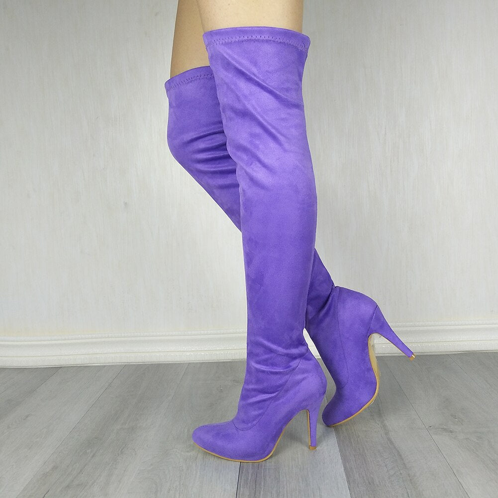 Fabric Thigh High High Heels Boots