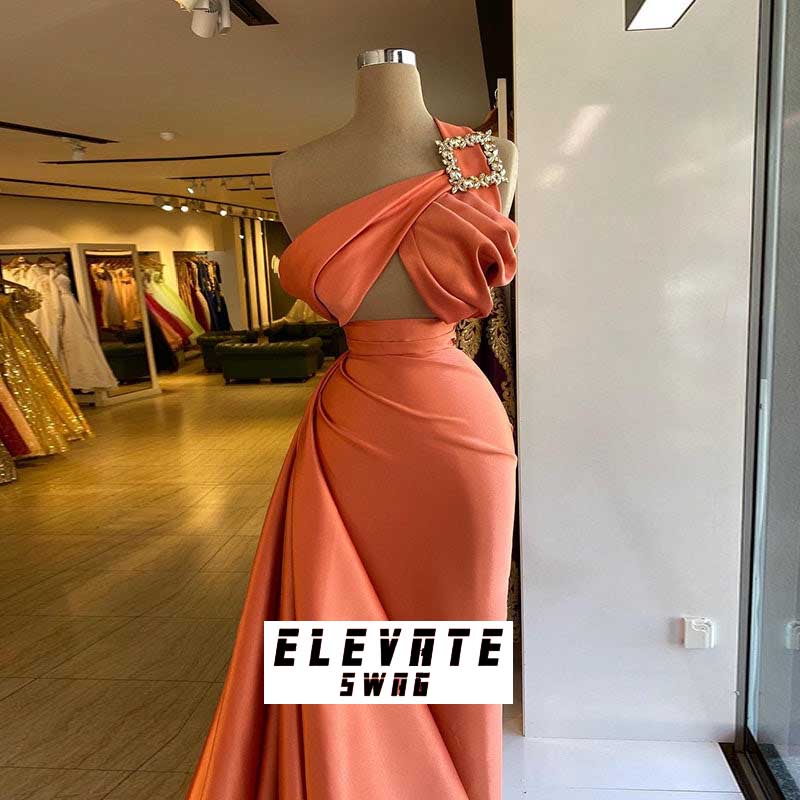 Satin One Shoulder Maxi Drape Mermaid Dresses