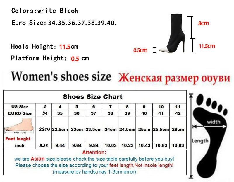 Stretch Fabric Ankle Boots Pointed Toe High Heels