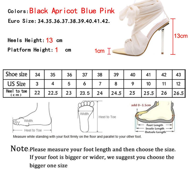 Fabric Tie Peep Toe High Heels