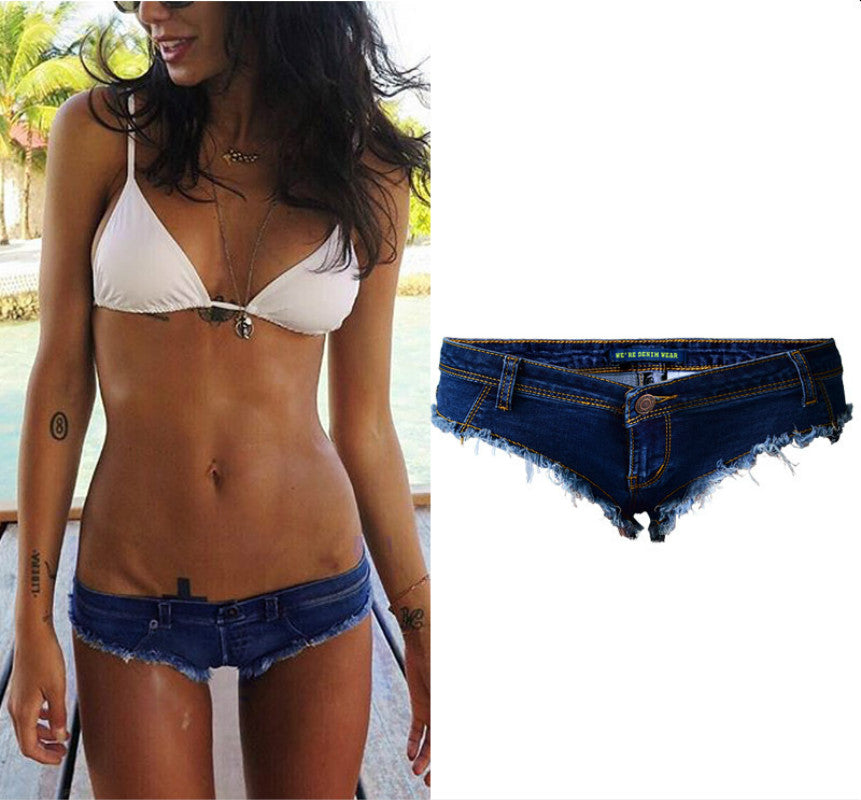 PU Leather Low Waist bikini Shorts