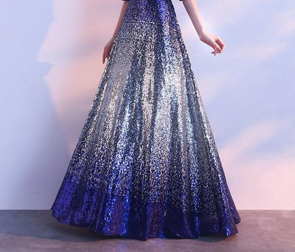 Sequin Multicolor V-neck Evening Dresses