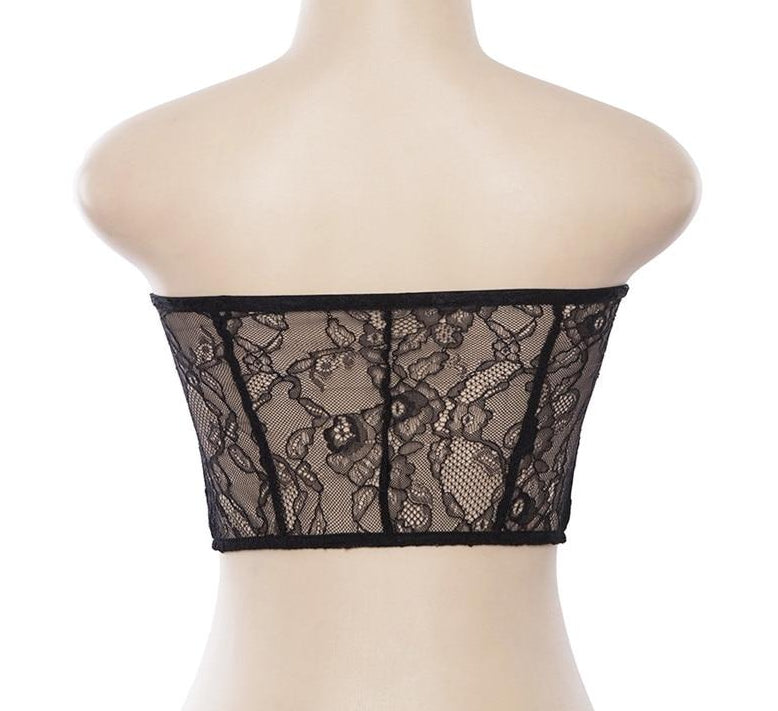 Strapless Black Lace Sleeveless Crop Tops