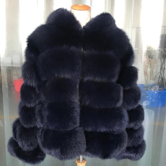Dyed Thick Real Fox Fur Hooded Waistcoats (Multi-Colors)