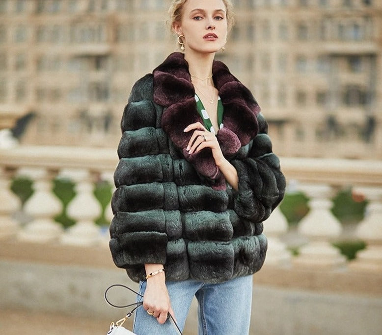 Winter Outfits for Women Elegant Mink Fur Coat Turn Down Collar