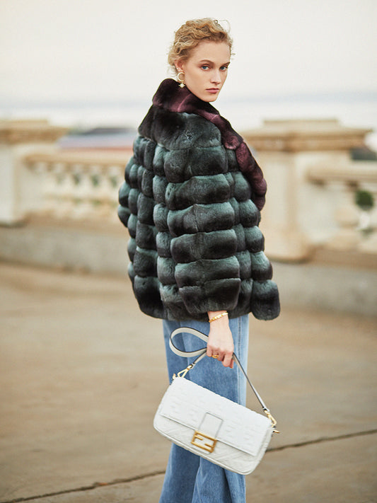 Rex Rabbit Fur & Chinchilla Collar Coat