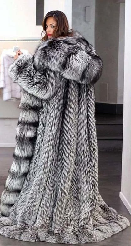 Luxury Real Fur Super Long Coat Hooded