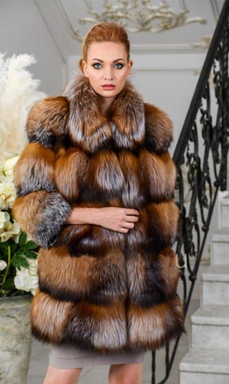 Lux 3/4 Sleeve Gold Fox Fur Coat