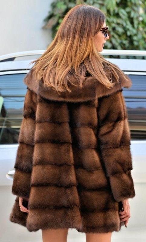Real Full Mink Fur Hooded Coat