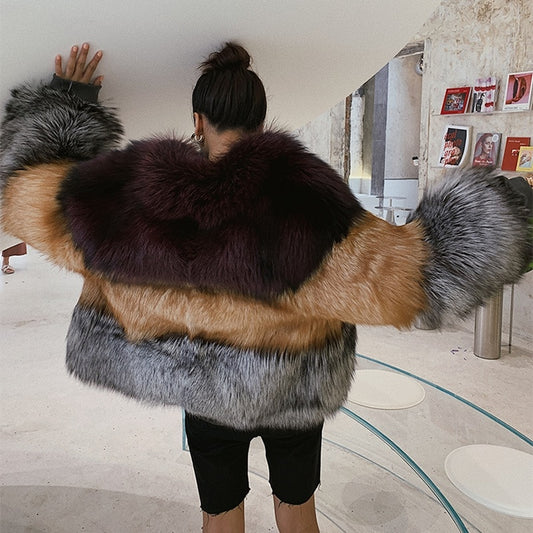 Real Silver, Red Fox Fur Full Pelt Short Coats