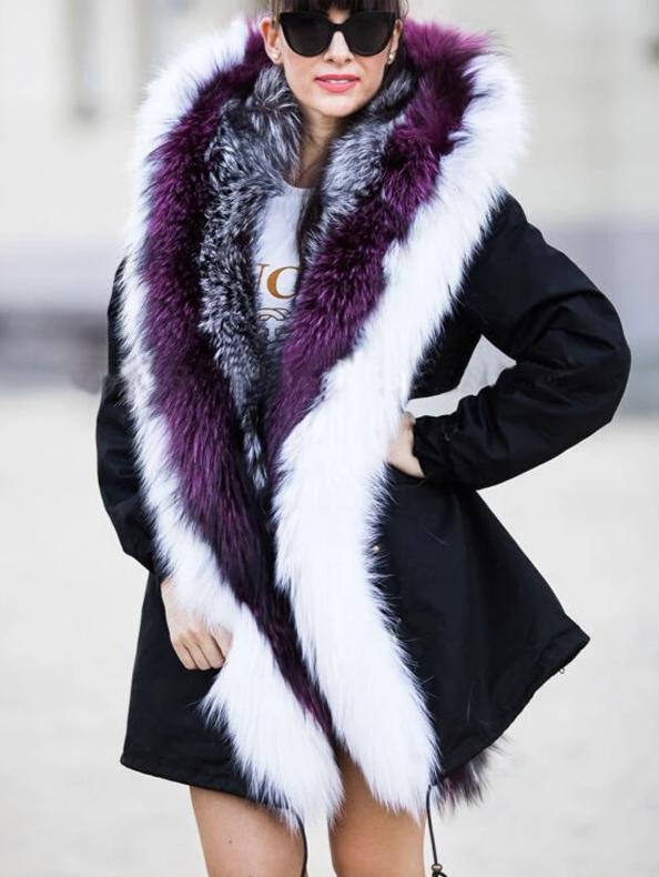 3 Tone Real Silver Fox Fur Collar/Parka Rabbit Fur Liner Coats