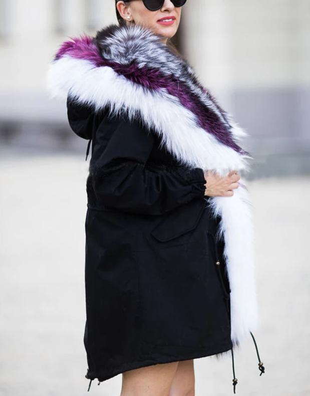 3 Tone Real Silver Fox Fur Collar/Parka Rabbit Fur Liner Coats