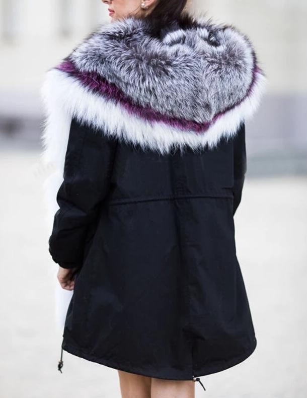 3 Tone Real Silver Fox Fur Collar/Parka Rabbit Fur Liner Coats
