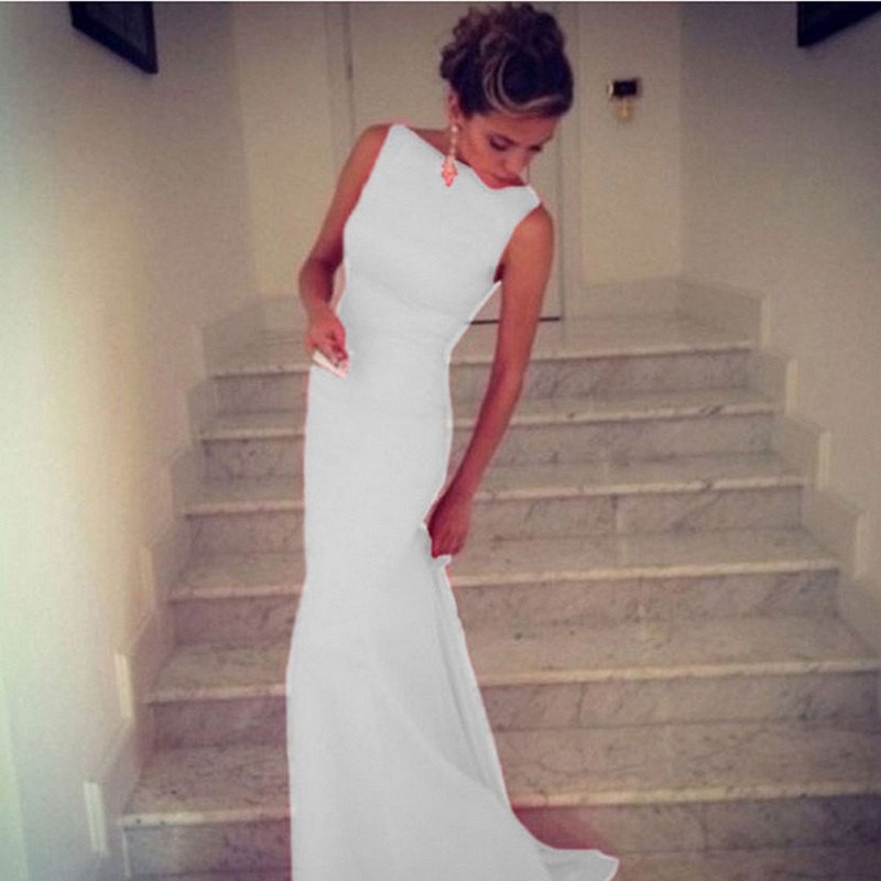 Sleeveless Long Solid Formal Cocktail/Prom Gown