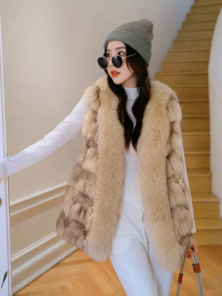 Real Natural Fox Fur Vest (Plus Sizes)