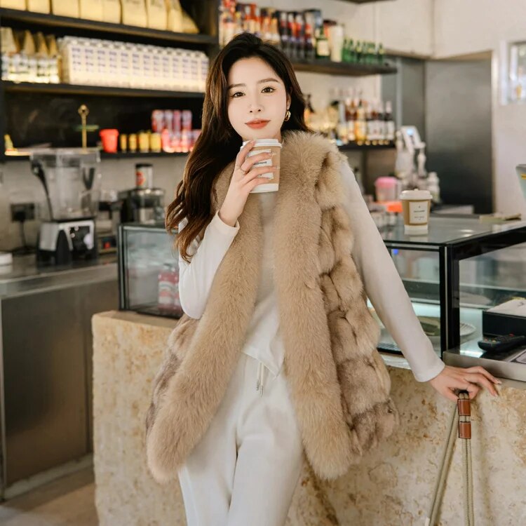 Real Natural Fox Fur Vest (Plus Sizes)