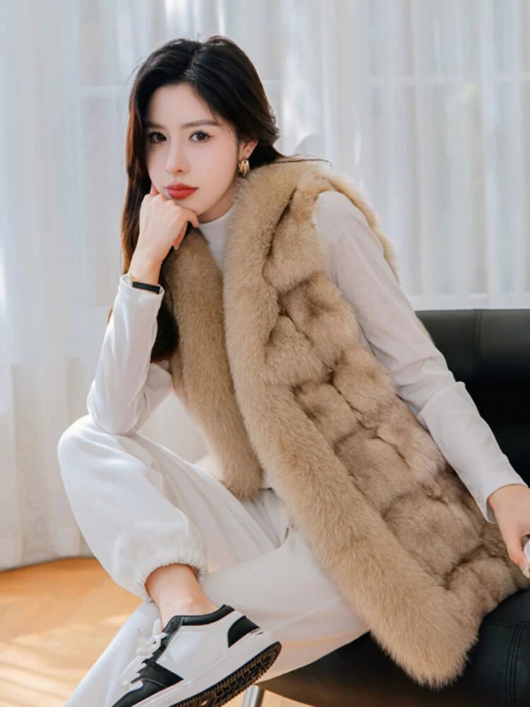Real Natural Fox Fur Vest (Plus Sizes)