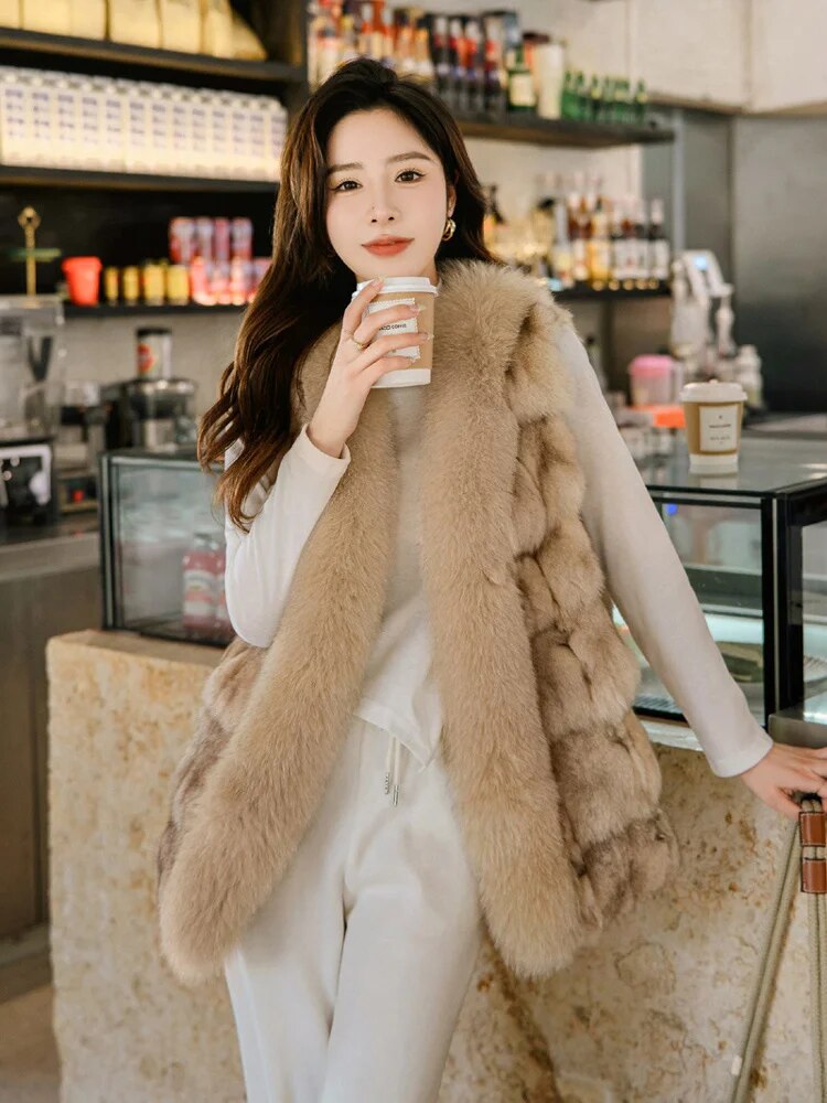 Real Natural Fox Fur Vest (Plus Sizes)