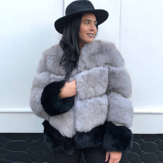 Real Genuine Fox Fur Dye Cuffs Overcoats