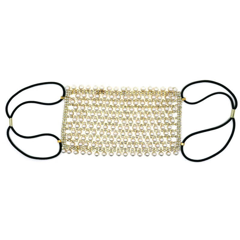 Pearl Rhinestone Fashion Mask