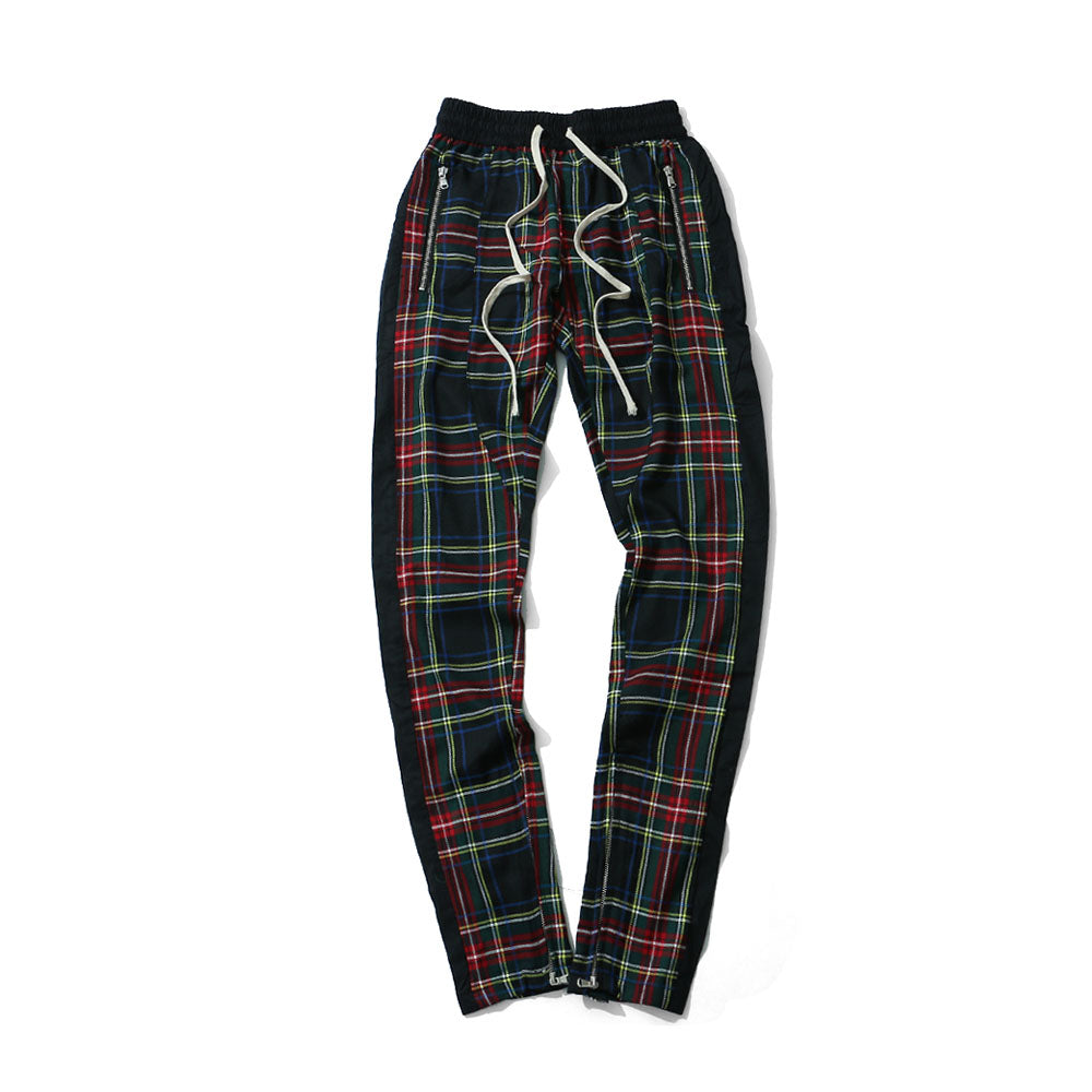 Stripe Plaid Ankle Zipper Trousers