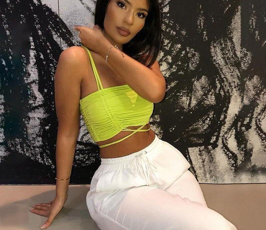 Ruched Spaghetti Strap Crop Top