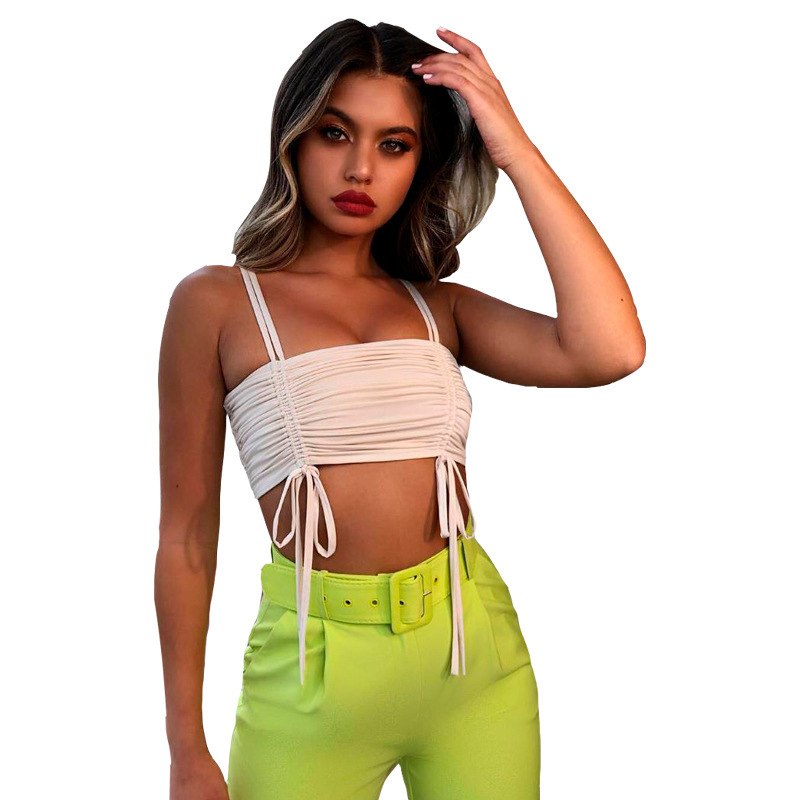 Ruched Spaghetti Strap Crop Top