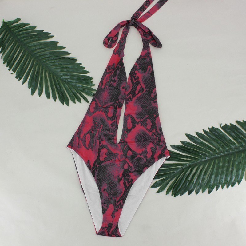 Deep V Bandage Printed Swimsuits