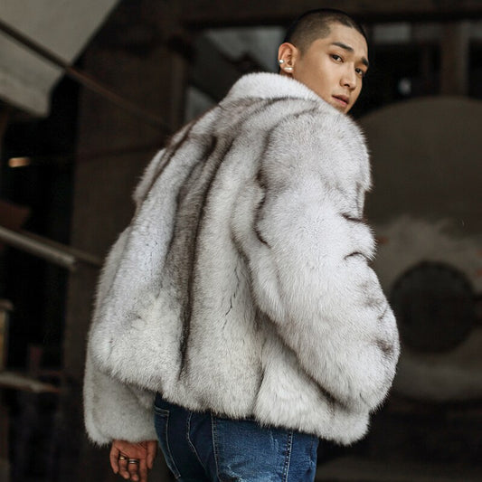 Real Fox Fur Turn-down Collar Waist Coats