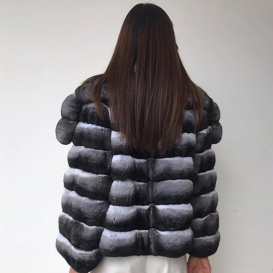 Rex Rabbit Fur Big Turndown Collar Coat