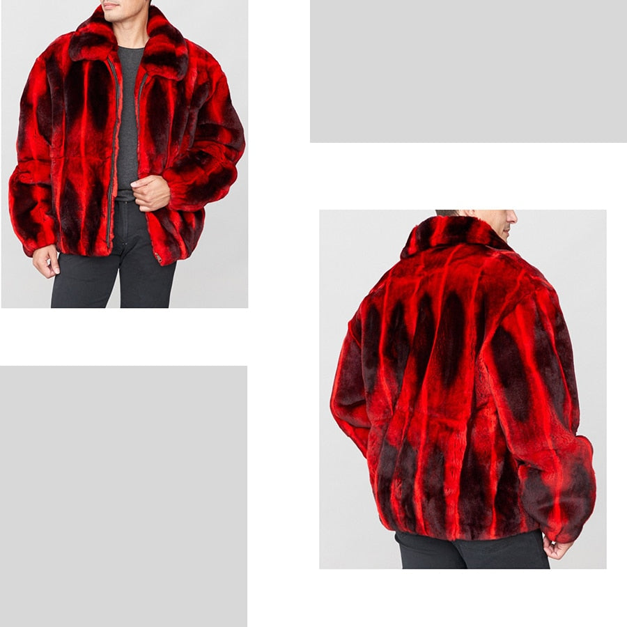 Red Real Rabbit Fur Bombers