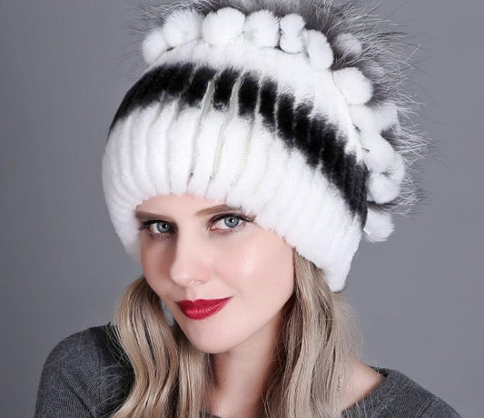 Real Rex Rabbit & Fox Fur Beanies