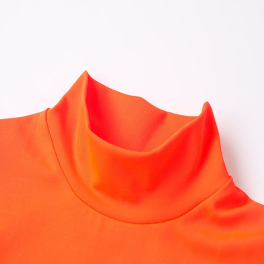 Hollow Hip Turtleneck Long Sleeve Mini Bodycon Dresses