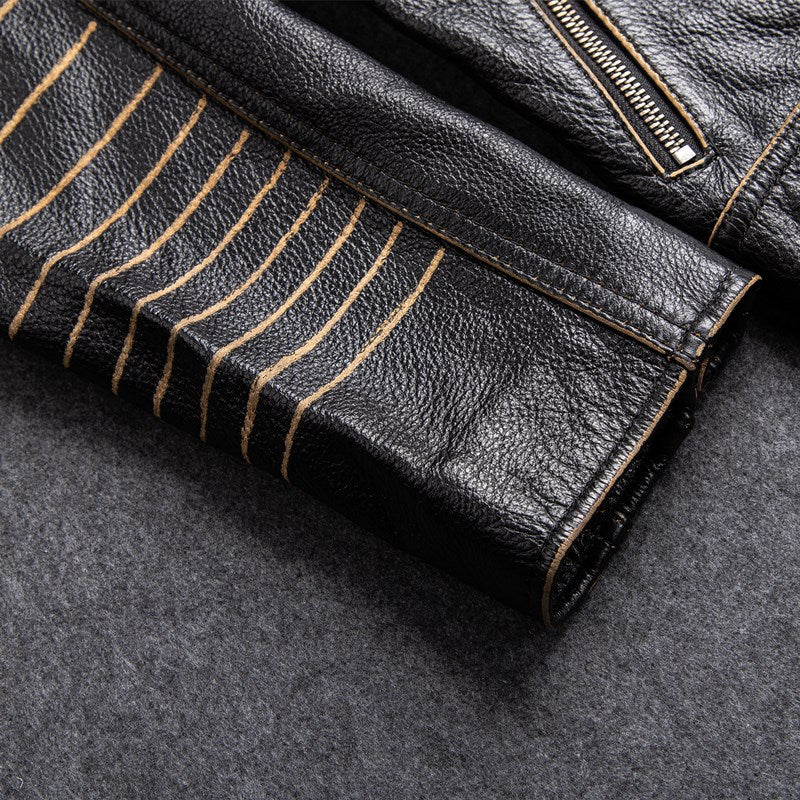 Genuine Leather Vintage Style Moto Jacket