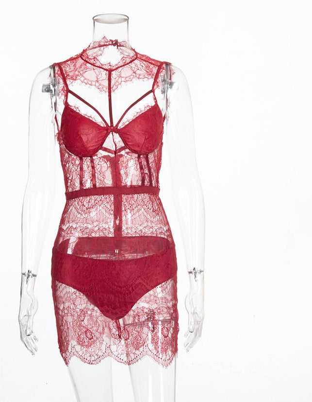 Lace Floral Halter Party Dresses