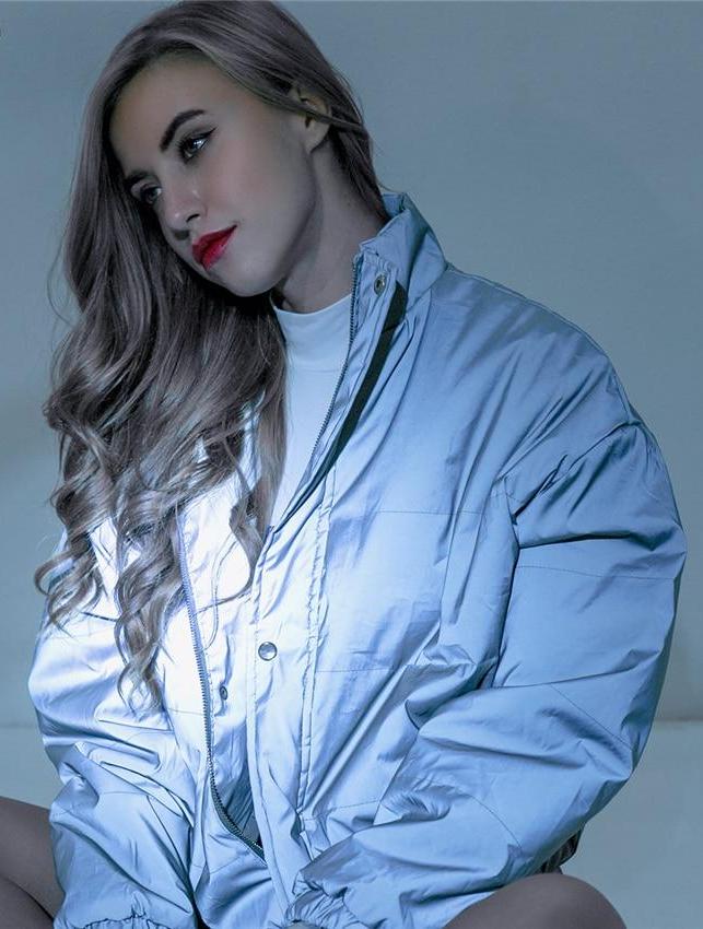 Reflective Crop Windbreaker Jacket