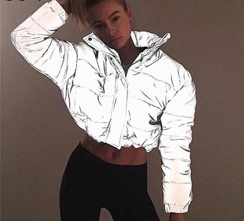 Reflective Crop Windbreaker Jacket