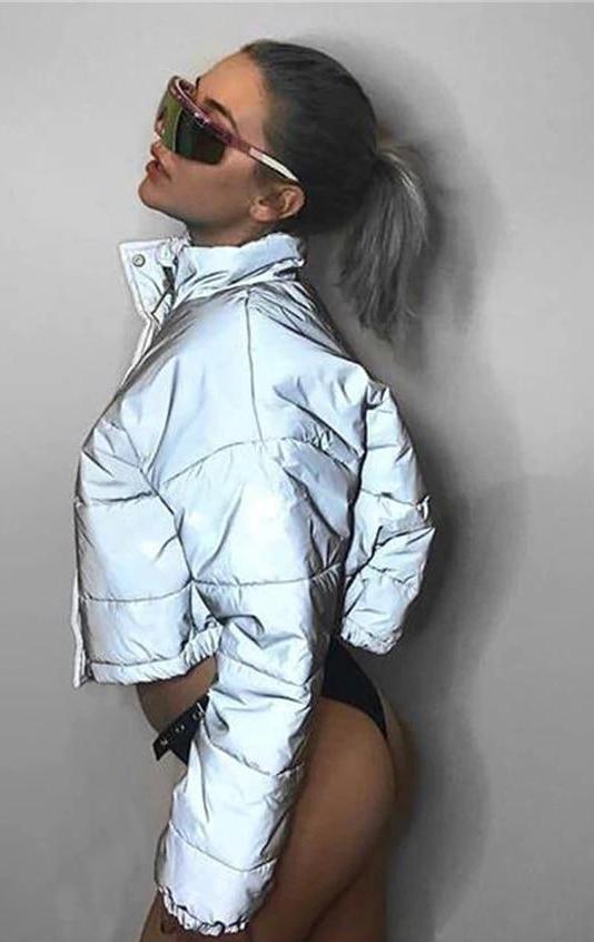 Reflective Crop Windbreaker Jacket