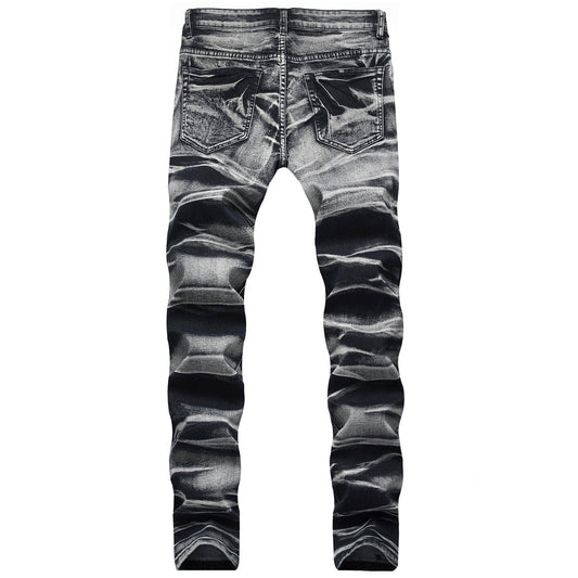 Gray Wave Straight Denim Jeans