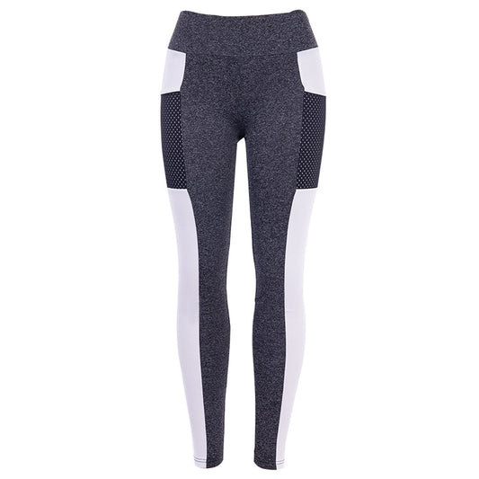 Black And White High Waist Side Pocket Sports Leggings