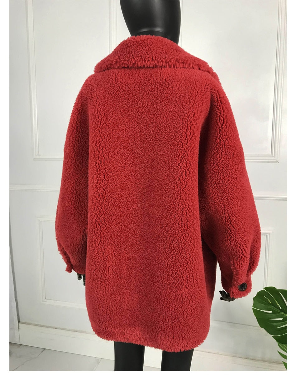 Teddy Bear Shearling Merino Sheep Fur Short Coats