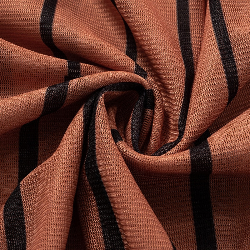 Striped Mesh Top & Leggings Set