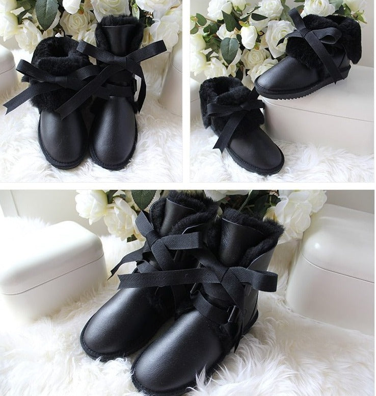 Genuine Sheepskin Leather Real Shearling Fur Ankle Boots (Multi-Colors)