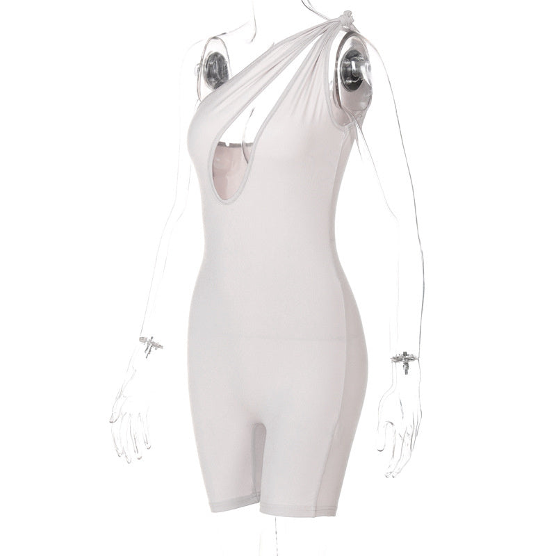 One Shoulder Double Strap Rompers